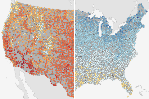 U.S. summer extremes: coldest and warmest first days of summer