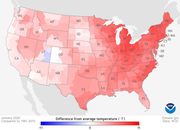 January 2020 temperature anomalies