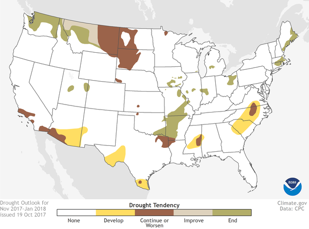 Drought Outlook for November 2017 - January 2018