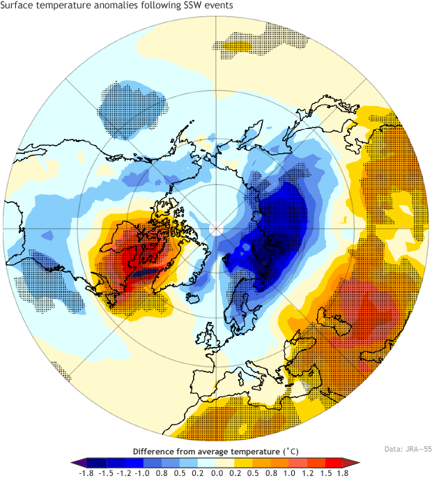 Temperature anomaly map