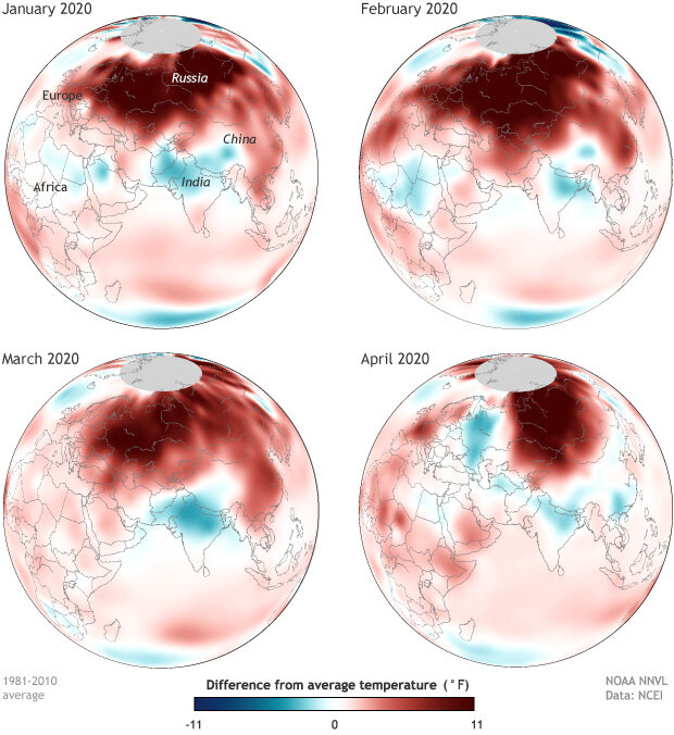 Temperature anomaly maps