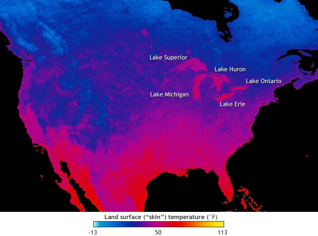 November 2016 nighttime land surface temperature