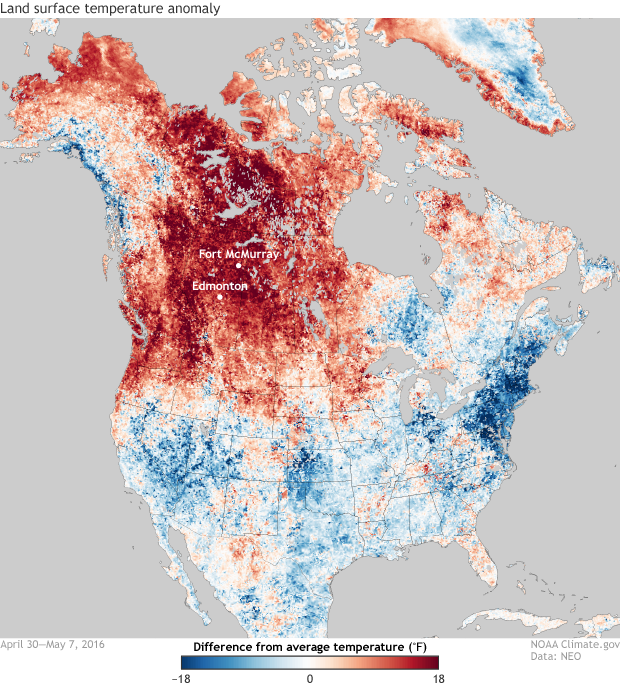 Temperature anomaly map