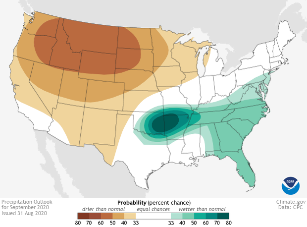 Precipitation outlook for September 2020