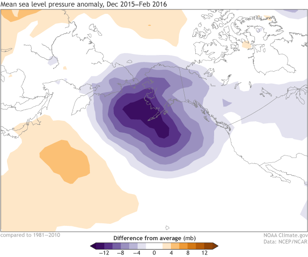 Mean sea level pressure anomaly map