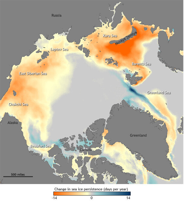 Ice-coverage change map