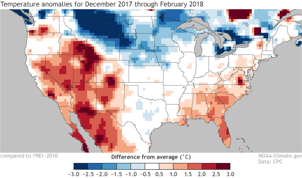 Temperature anomaly map