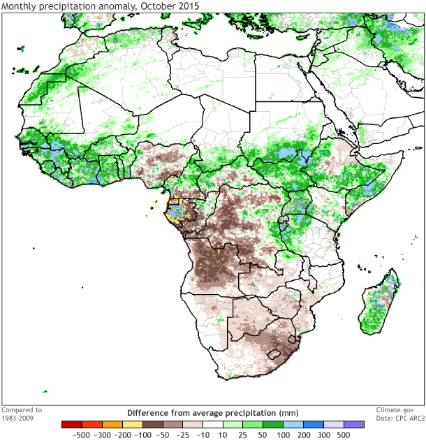 Precipitation anomaly map