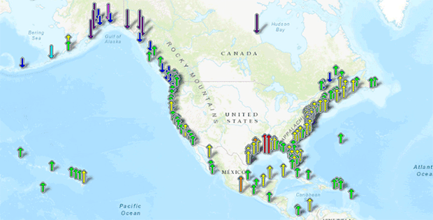 Tide gauge measurements of sea level changes