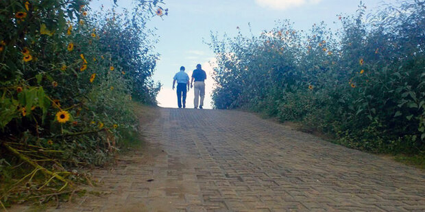 Walking up the levee