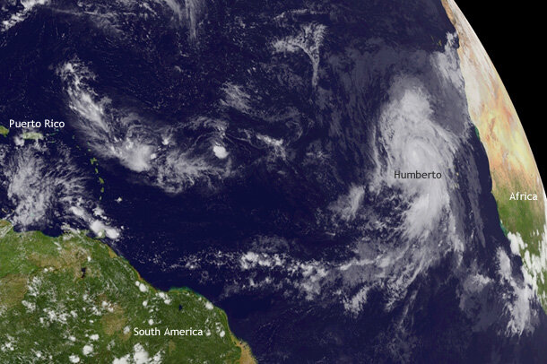 GOES-13 infared image clouds showing Hurricane Humberto