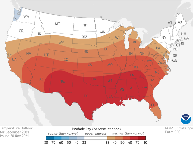 December 2021 Temperature Outlook