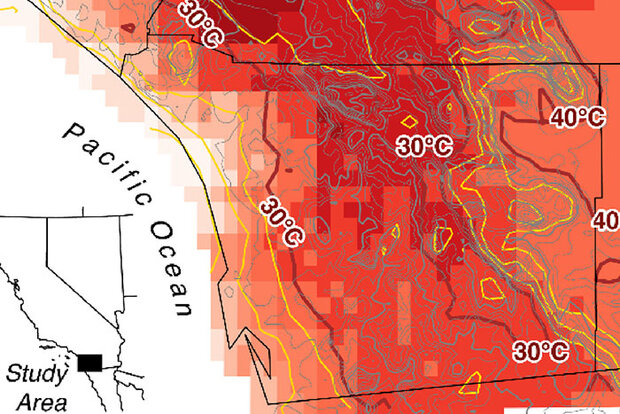 Median hot-day temperature difference map