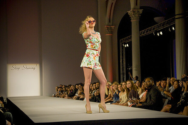 Model posing on a runway