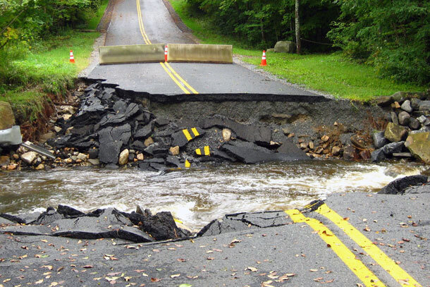 Damaged roadway