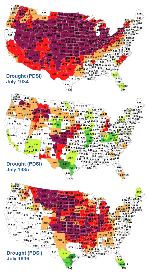 Trio of drought maps