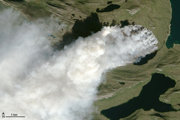 NASA Landsat 8  image of the Greenland fire on August 3, 2017. NASA Earth Observatory image. 