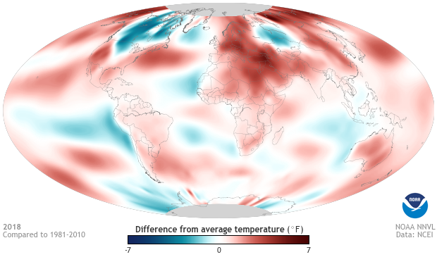 Temperature anomaly map