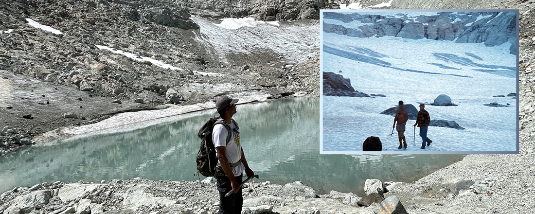 photo comparing extent of a glacier today versus in the past