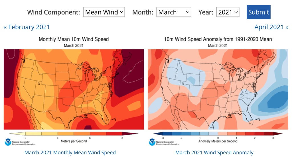 Average Wind Speeds - Map Viewer | NOAA Climate.gov