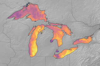 Map image for Several Great Lakes experience record-warm water temperatures heading into winter